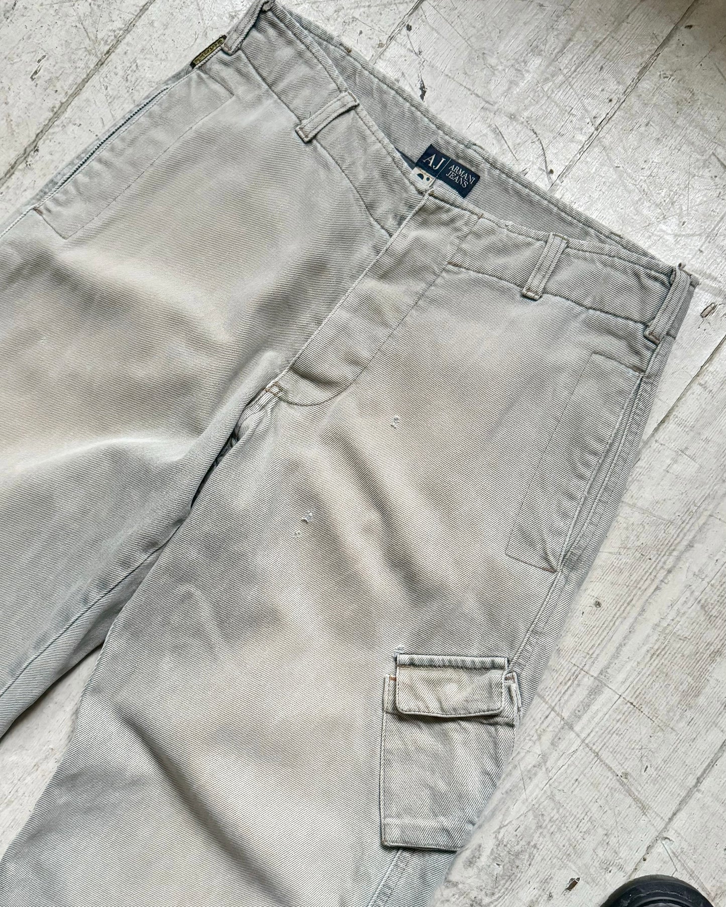 2000s Natural Dyeing Sand Tone Asymmetrical Cargo Denim /Jeans (30~32)