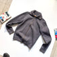 2000s Grey Thick Ribbed Knit Zip Up Jumper (~ S~)