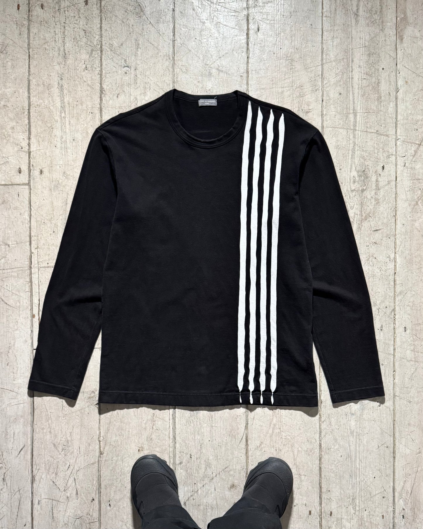 2001 Scratch / Rip Technique Panelled Black Longsleeve Top (~M~)