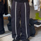 Early 2000s Navy Center Striped Taping Pants  (28 + 36 )