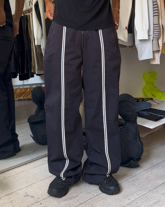 Early 2000s Navy Center Striped Taping Pants  (28 + 36 )
