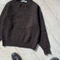 80s Brown Tonal Check Textured Knit Jumper (~M~)