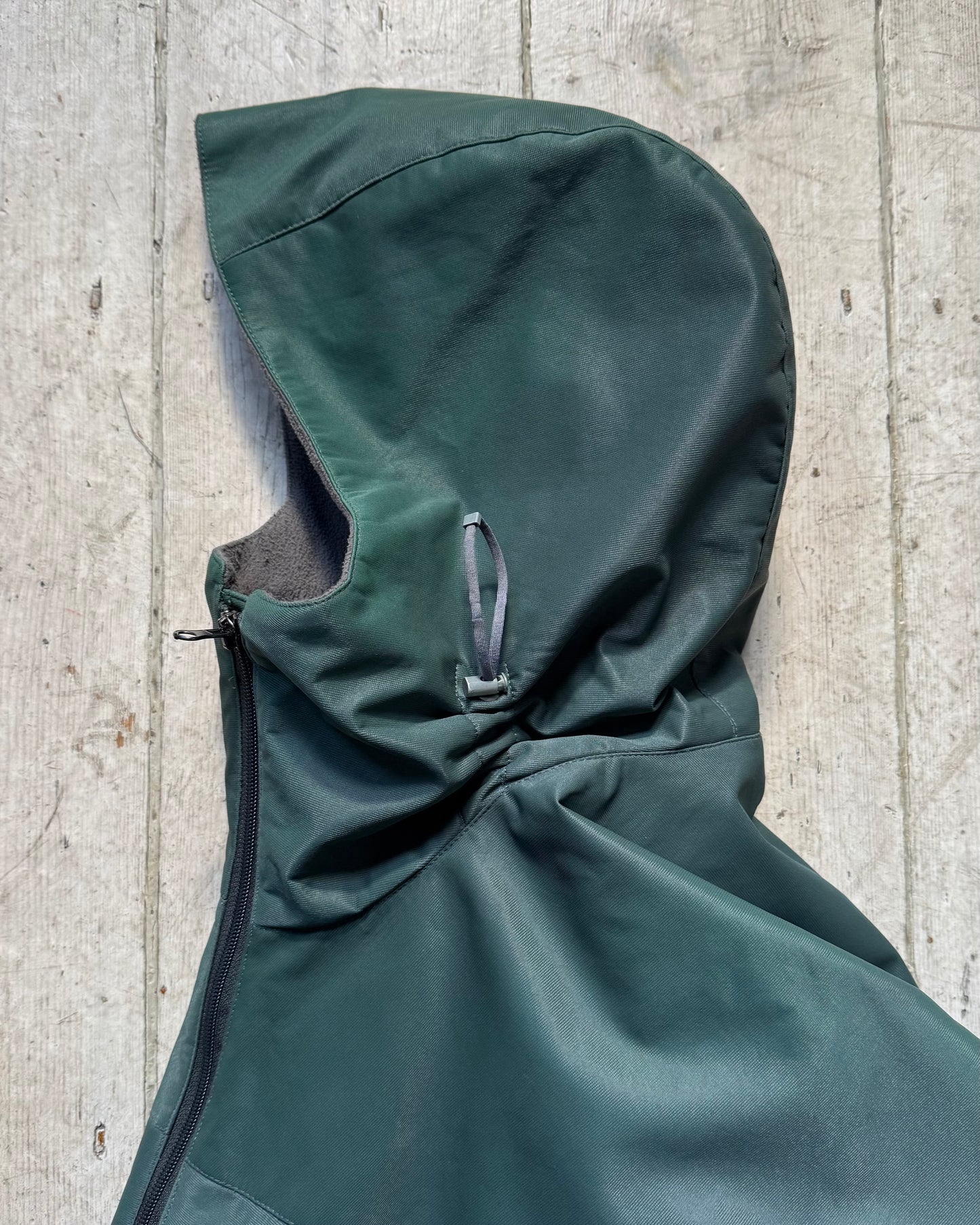 2000s Iridescent Deep Green Fleece Lined Side Zip Technical Jacket (~M~)