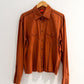 Early 2000s Orange Scar Stitch Cropped Shirt  (M~L)