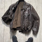 80s Brown Leather Detachable Fleece Lined Work Jacket (~L~)