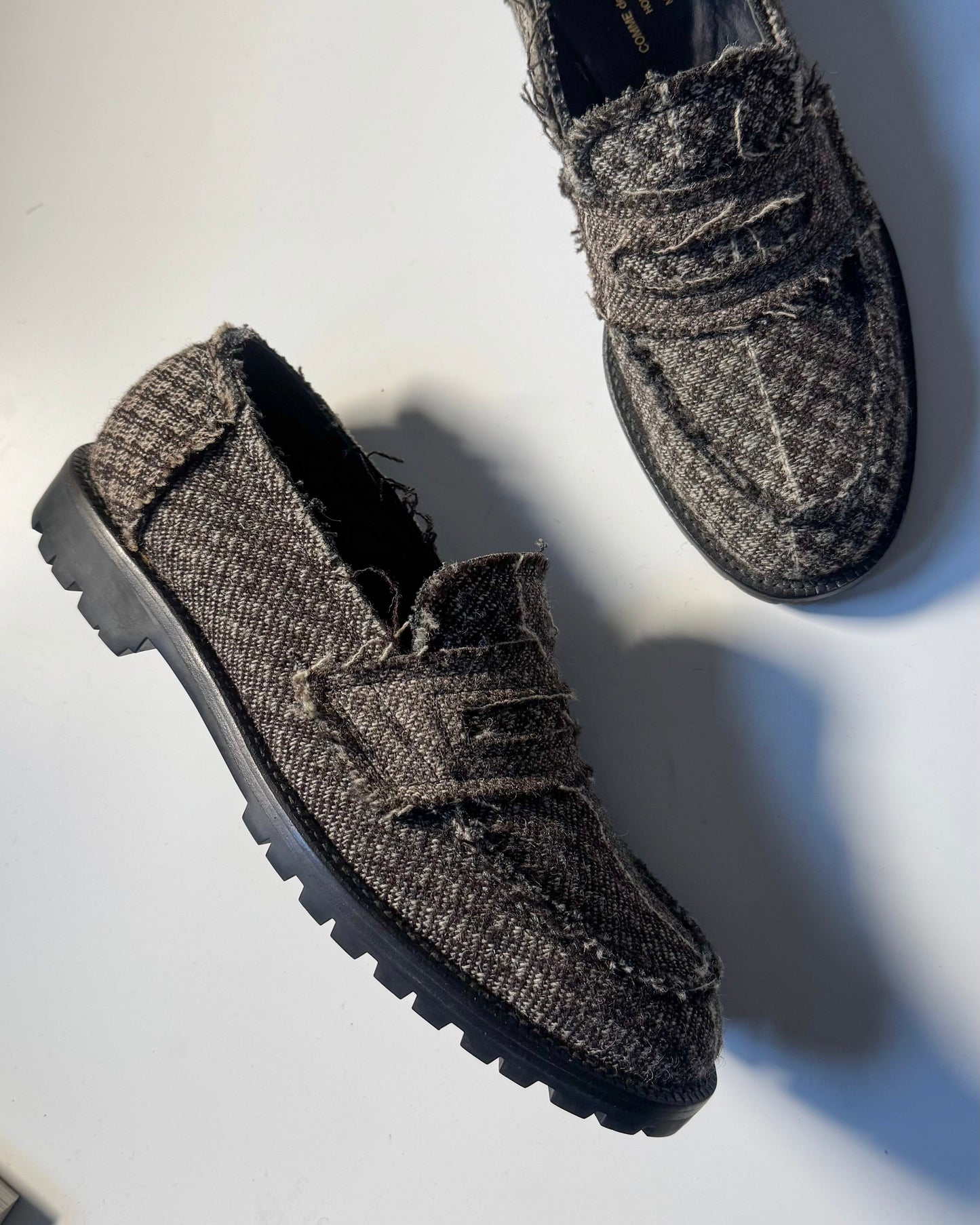 AW92 Raw Edge Tweed Style Loafers  (JP26/ UK7.5)