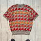 Spring 1993 Rolled 3-D Panel Kite Pattern Beige Orange Knit Sweater / Jumper (~L~)