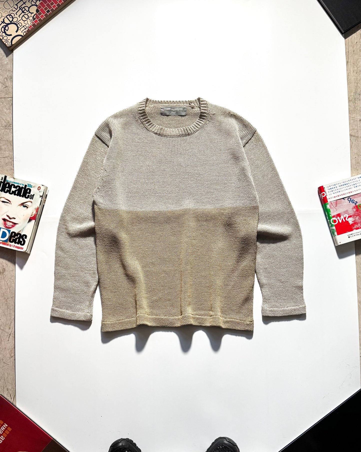 1993 Tonal Beige Split Knit Jumper (~M~)