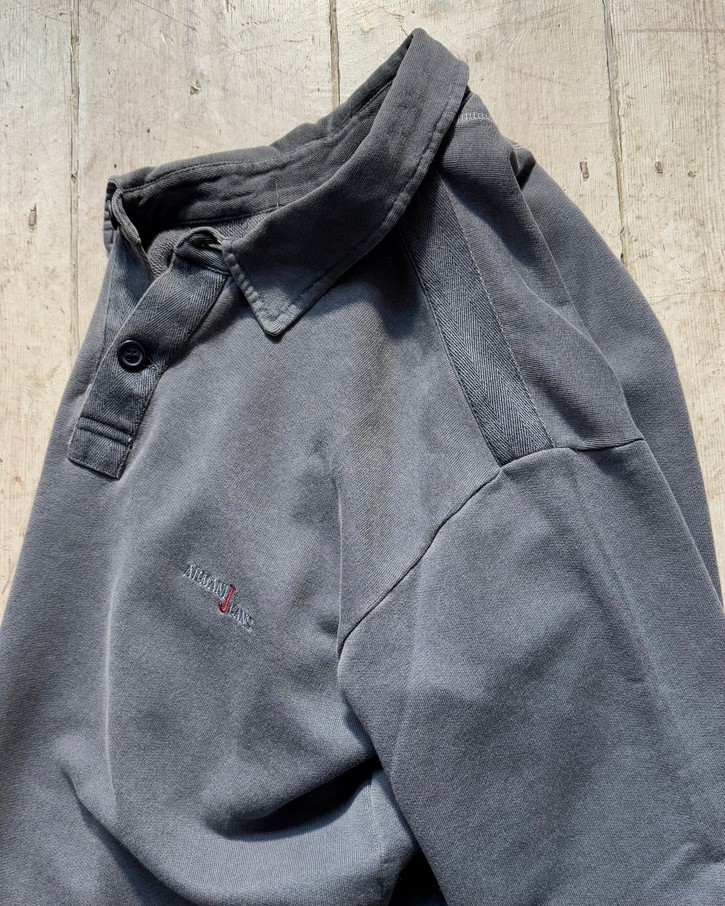 90s Washed Process Grey Rugby / Polo Jumper (~M~)