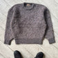 Late 70s / Early 80s Dusty Lavender / Brown Fuzzy Dual Tonal Stripe Knit Sweater / Jumper (~M~)
