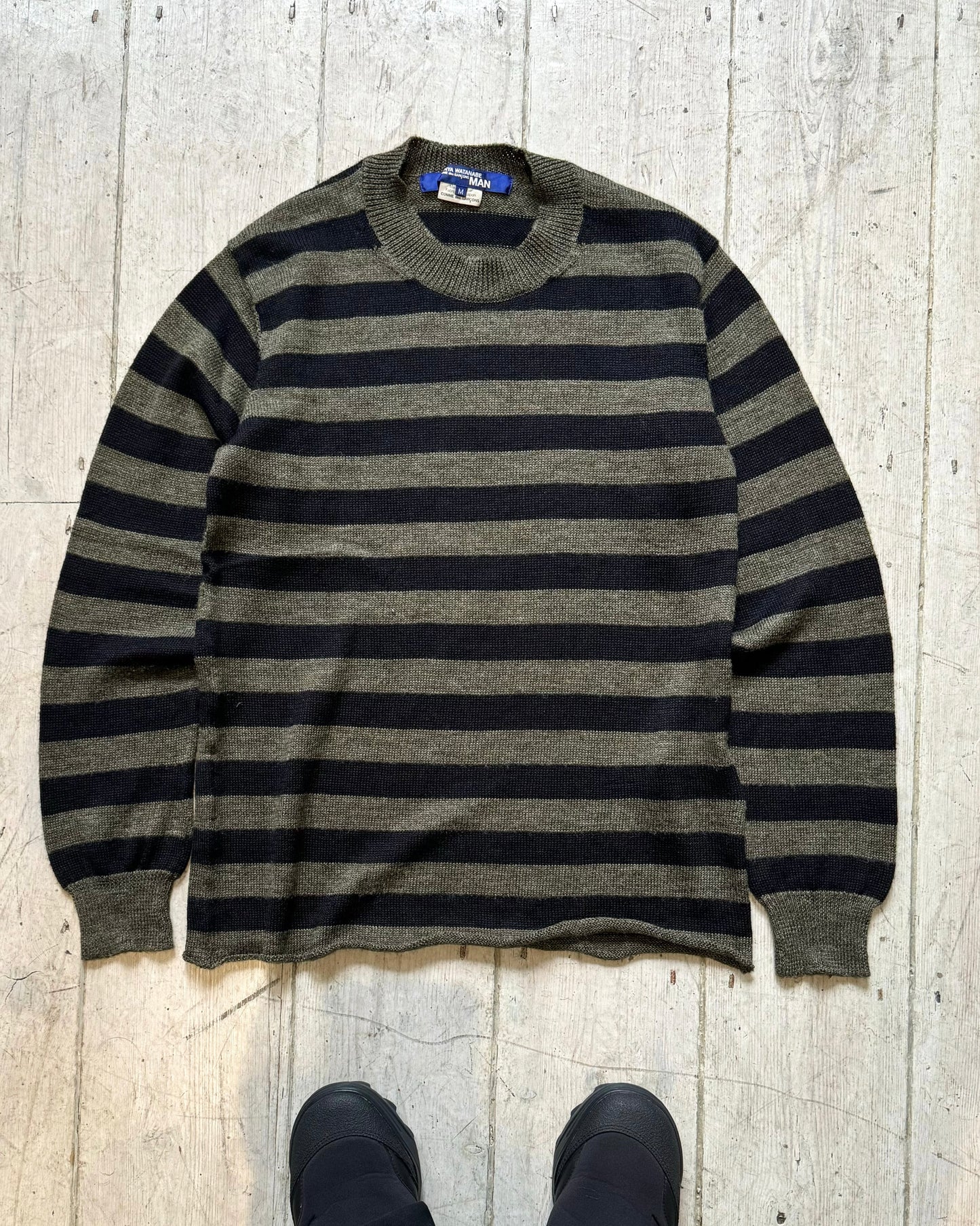 2013 Black / Washed Olive Striped Pattern Knit Jumper  (~M~)