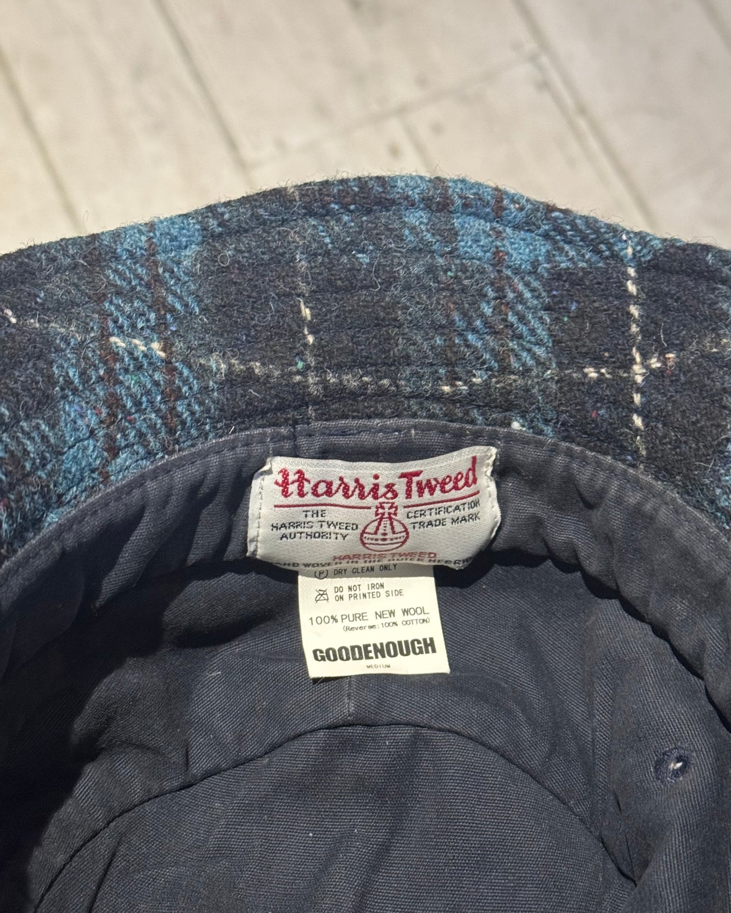 90s Harris Tweed Wool Plaid Bucket Hat (OS)