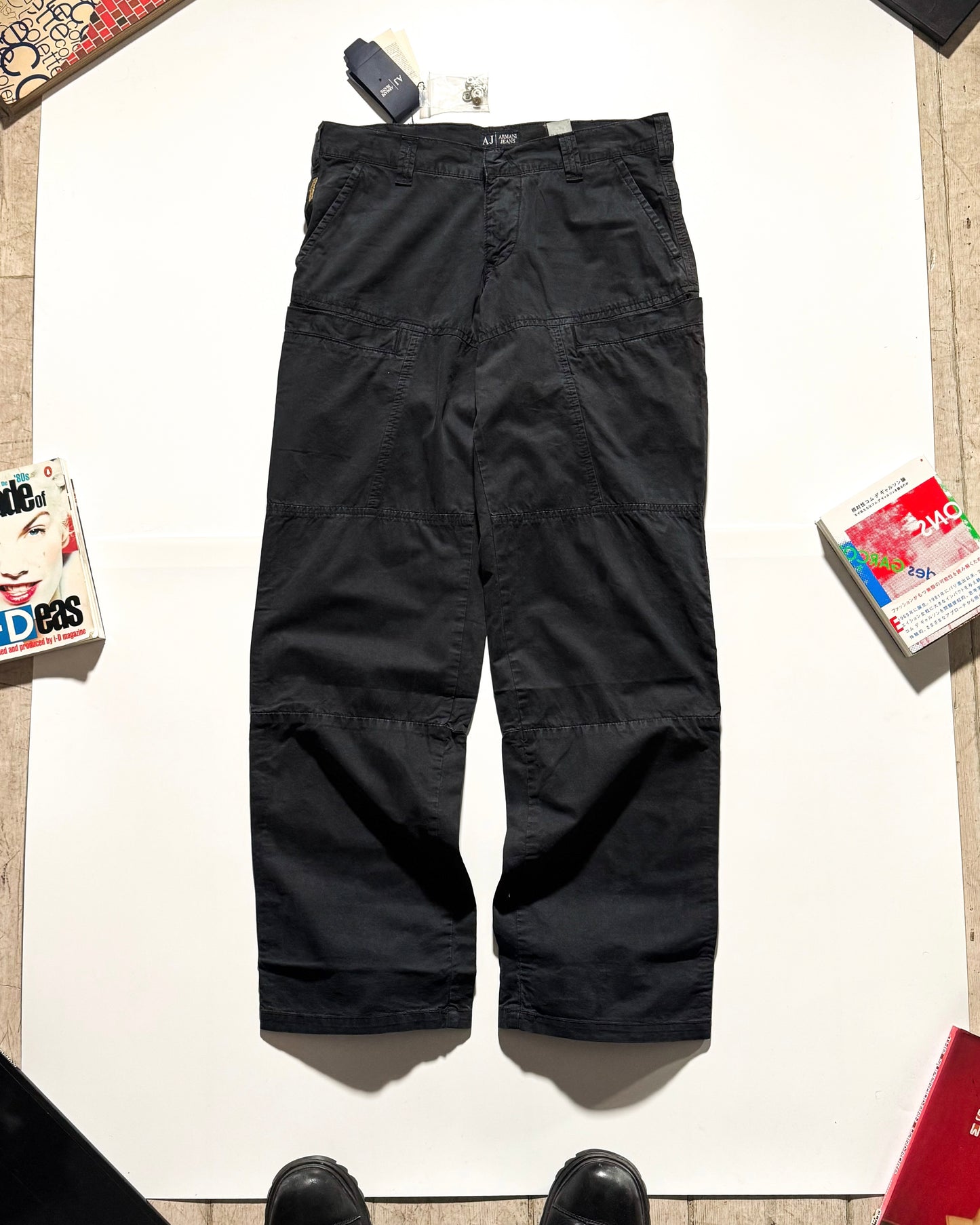 Early 2000s  Washed Black Deep Grey Cargo Trousers  (30~32)