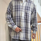 90s Woven Check Heavyweight Flannel /  Overshirt Shirt  (~L~)