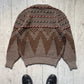 Late 70s / 80s Brown Candy Cane Style Ribbing / Zig Zag Pattern Jumper (~M~)