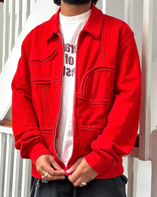 AW01 Tectonic Panelled Red Jersey Work Jacket (M~L)