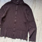 Early 2000s Brown Moto Style Ribbed Zip Up Knit Jumper  (L~XL)