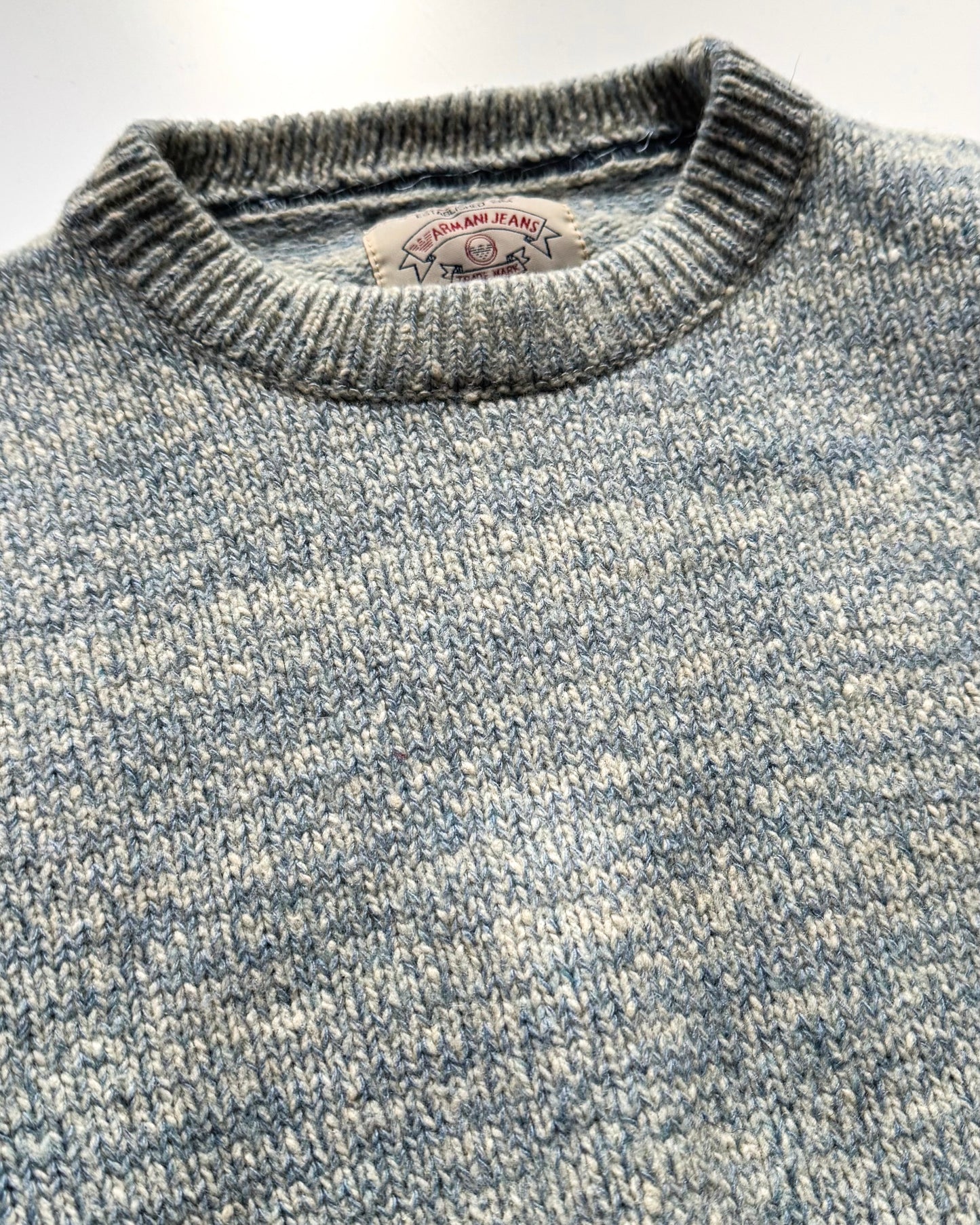 90s Heather Blue Pattern Knit Jumper (~M ~ )