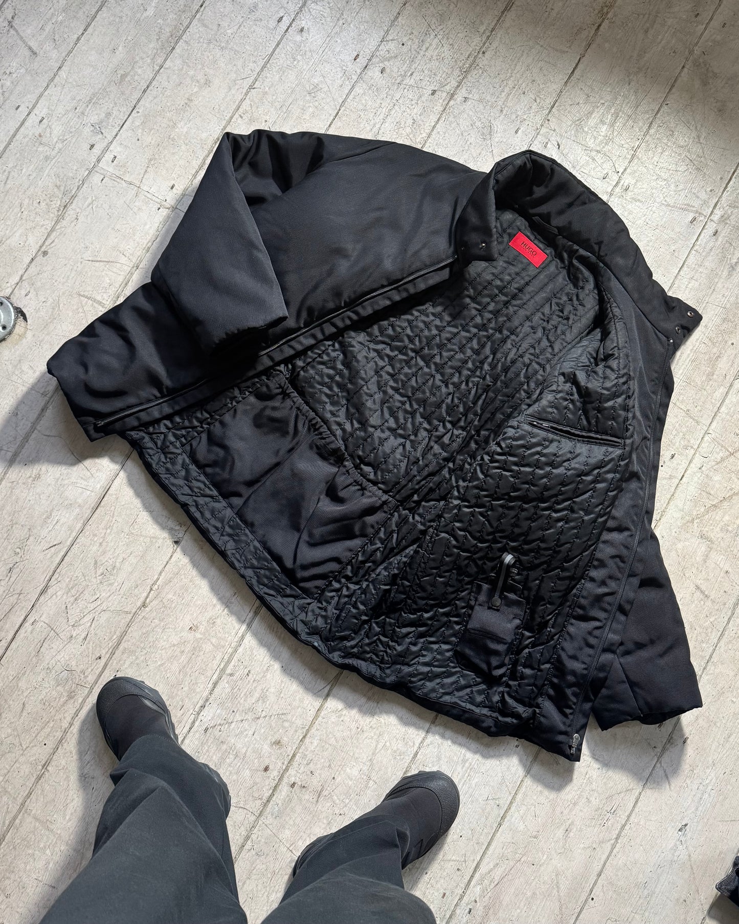 2000s Black Sleeve Pocket Padded Jacket (~XL~)