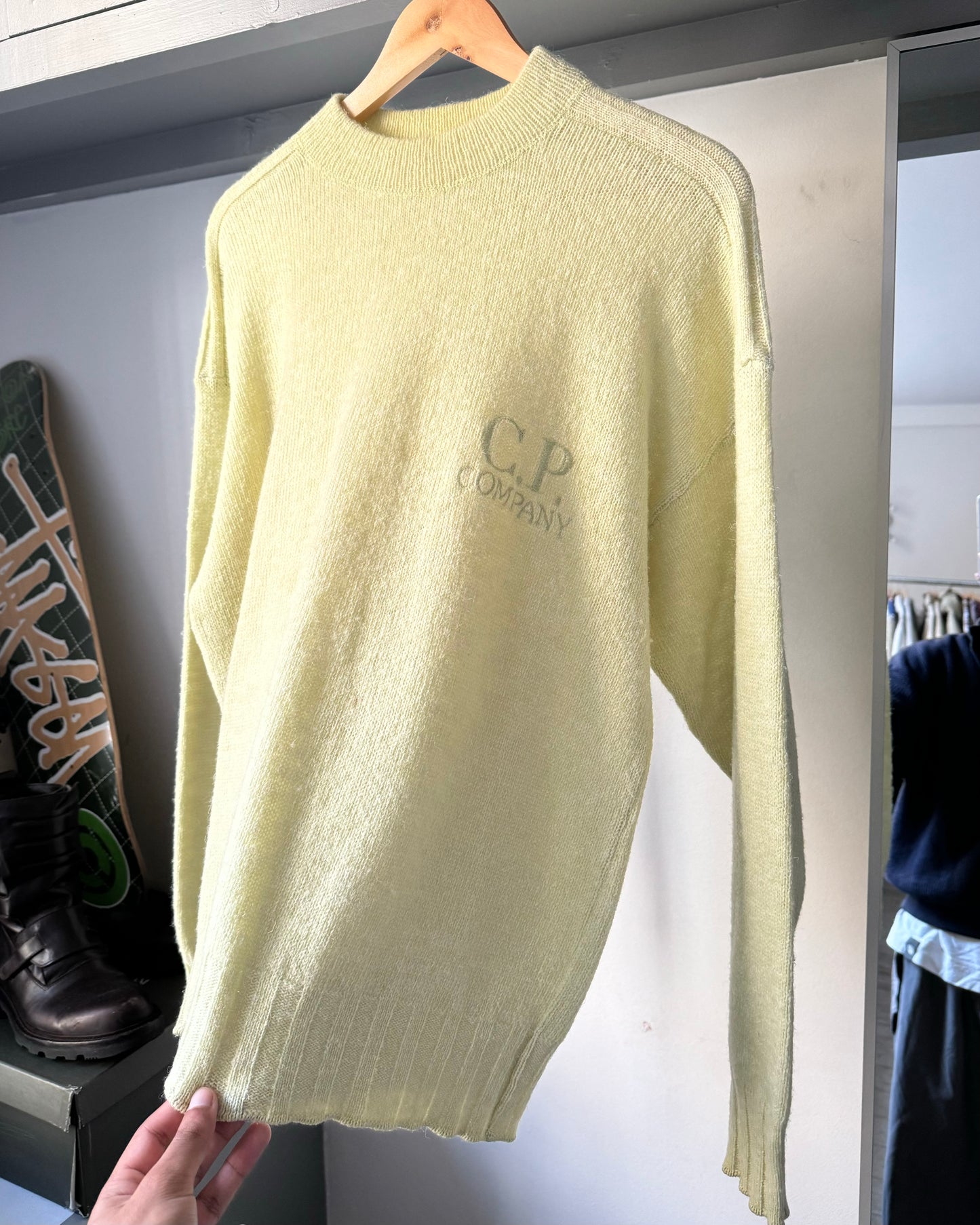 80s Ideas From Massimo Osti Pale Lime Knit Jumper  (~L~)