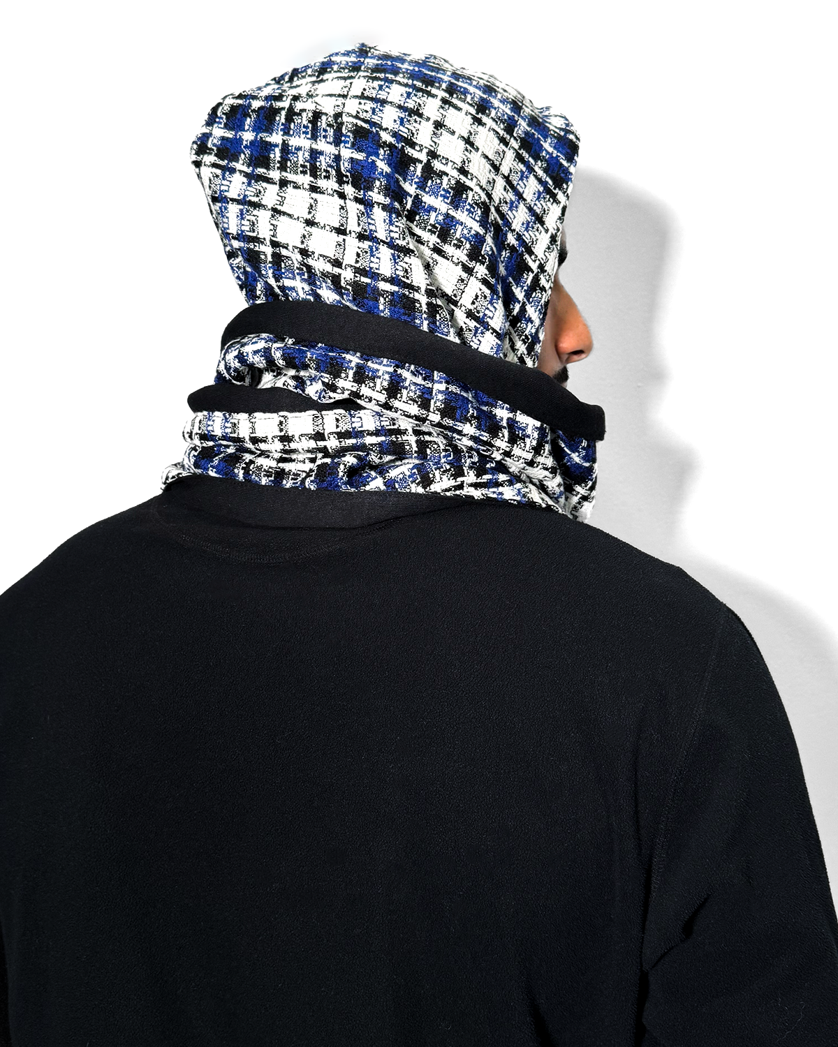 Blue Plaid / Black Reversible Scood Harf (OS)