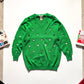 90s Vivid Green Circle Cutout V-neck Knit Jumper (~M~)