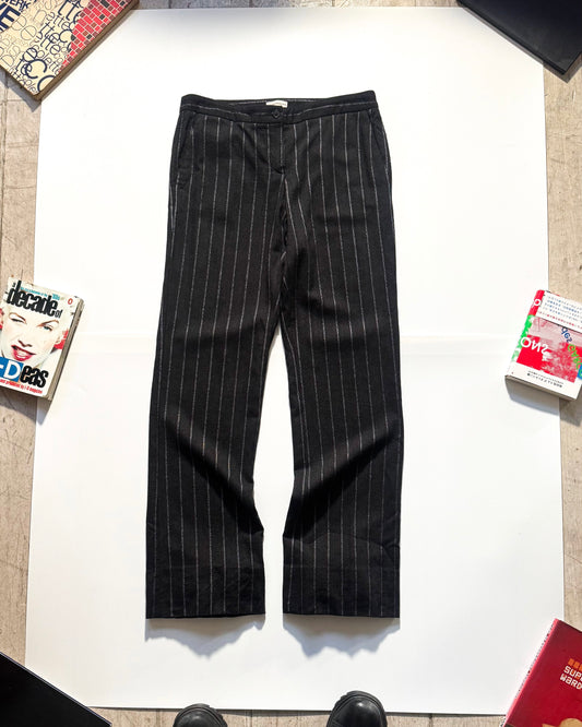 Early 2000s Striped Black Bootcut Trousers (30~31)