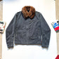2000s Cold Grey Moleskine  Asymmetrical Detachable Fleece Collar Moto Jacket (~M~)