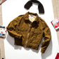 80s Detachable Fleece Collar Brown Military Style Jacket  (~M~)