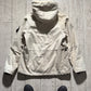 2000s Distressed Scratch Pattern Cream Leather Shearling Fleece Hooded Jacket (L~XL)