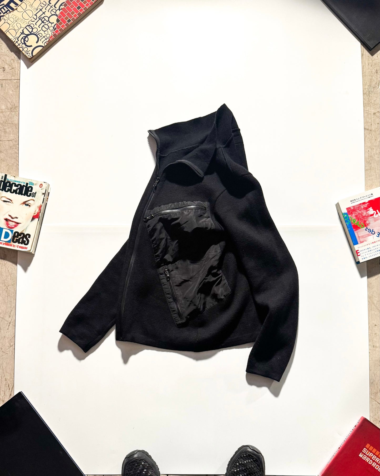 AW2000 Asymmetrical Patch Pocket Zip Up  Knit Jumper ( ~S~ )