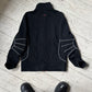 Black White Moto Style Piped / Ribbed Articulated Elbow  Zip Up Tracktop  (~M~)