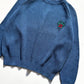 90s Ribbed Blue Collegiate Patch Knit Jumper (~M ~ )