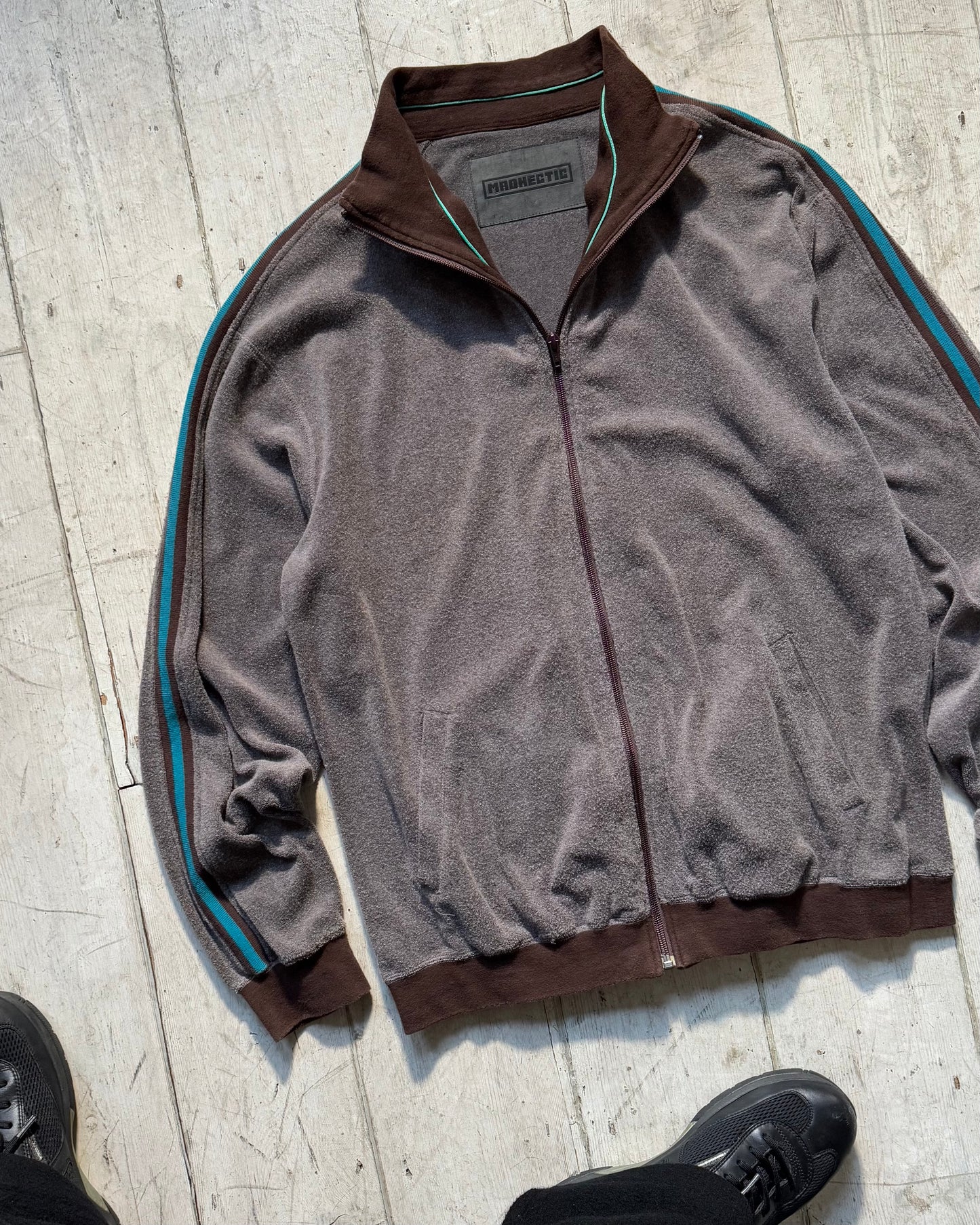 Brown /Teal  Velour Side Striped Track Top / Jumper (~XL~)