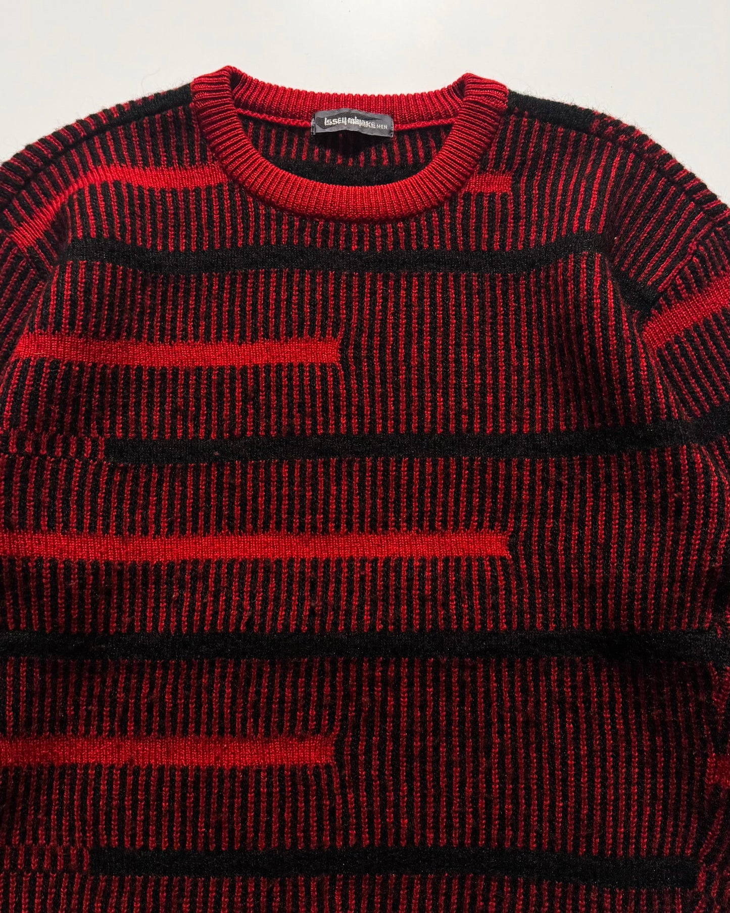AW85 Asymmetrical Red Stripe Knit Sweater / Jumper (~L~)