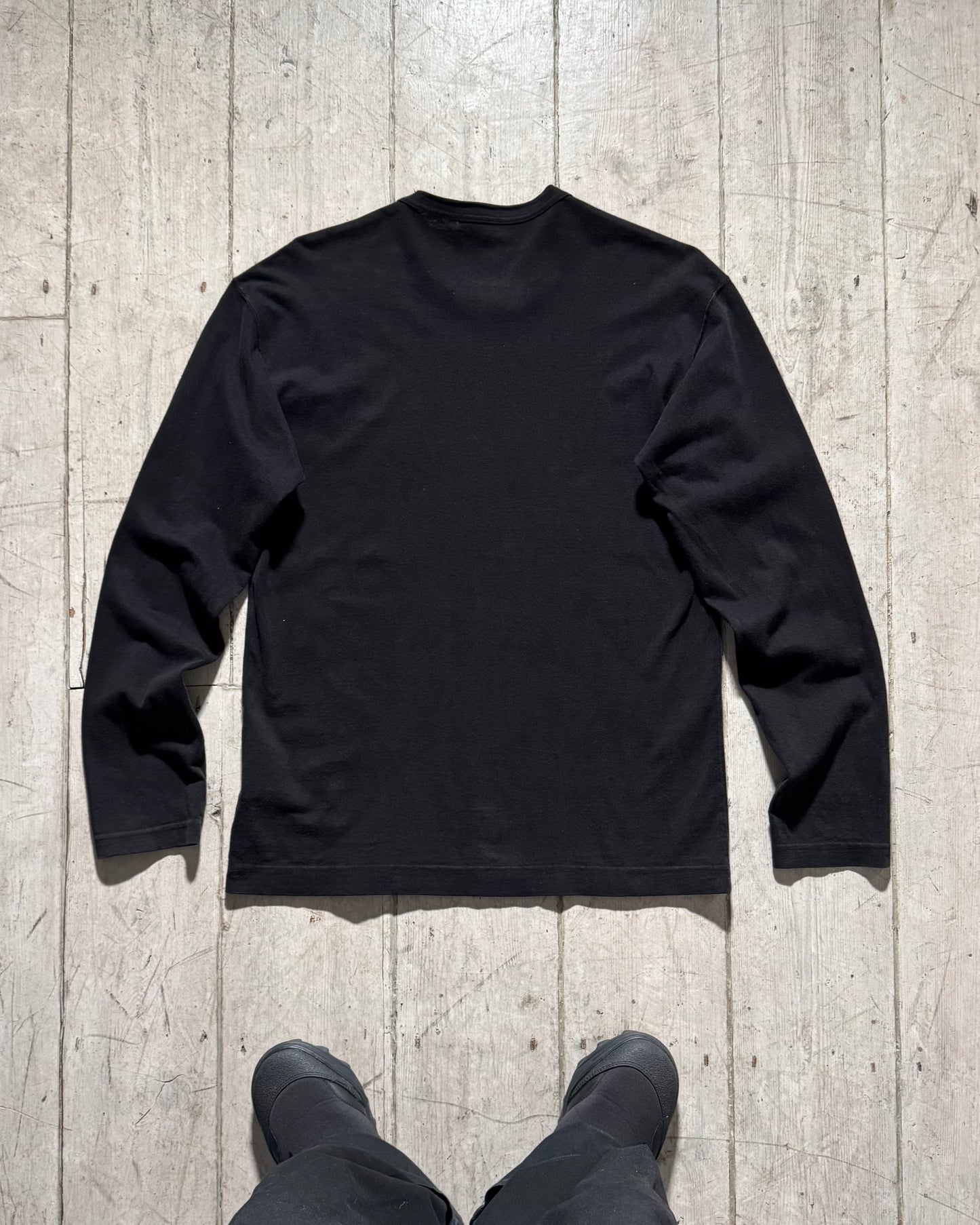 2001 Scratch / Rip Technique Panelled Black Longsleeve Top (~M~)