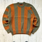 SS1992 Sage / Orange Diagonal Striped Asymmetrical Single Raglan Knit Jumper (~L~)