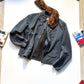 2000s Cold Grey Moleskine  Asymmetrical Detachable Fleece Collar Moto Jacket (~M~)