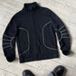 Black White Moto Style Piped / Ribbed Articulated Elbow  Zip Up Tracktop  (~M~)
