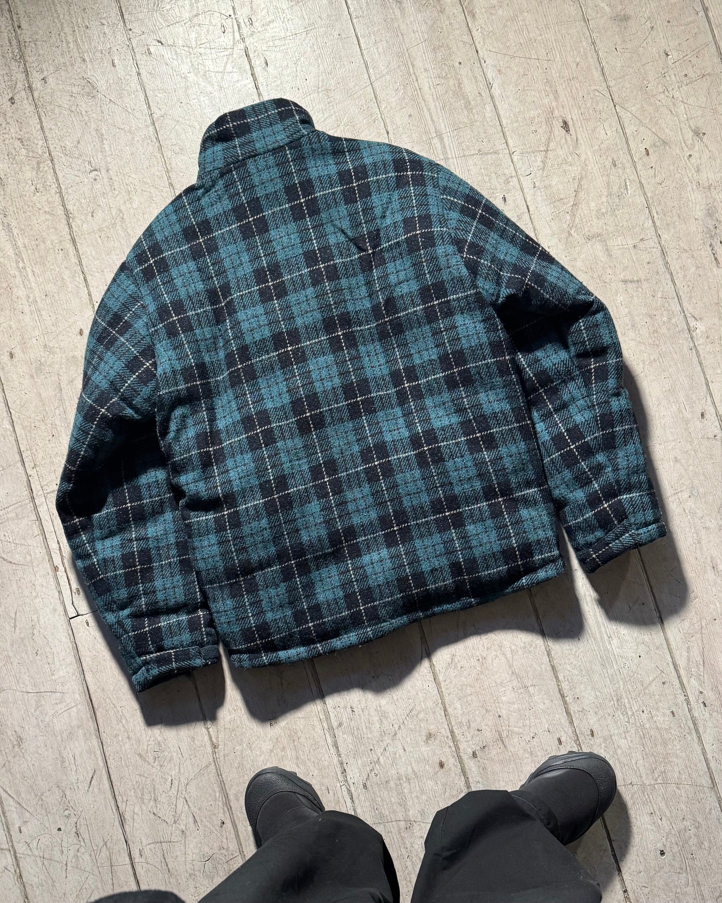 90s Harris Tweed Wool Plaid Puffer Jacket (OS)