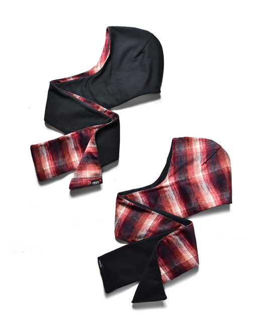 Red Plaid / Black Reversible Scood Harf (OS)