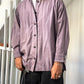 SS1995 Muted Lavender Stroke Style Abstract Stripe Henley Shirt  (S~M)