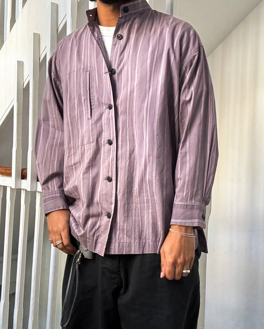SS1995 Muted Lavender Stroke Style Abstract Stripe Henley Shirt  (S~M)
