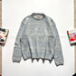 90s Heather Blue Pattern Knit Jumper (~M ~ )