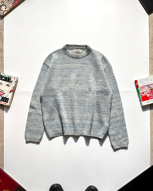 90s Heather Blue Pattern Knit Jumper (~M ~ )