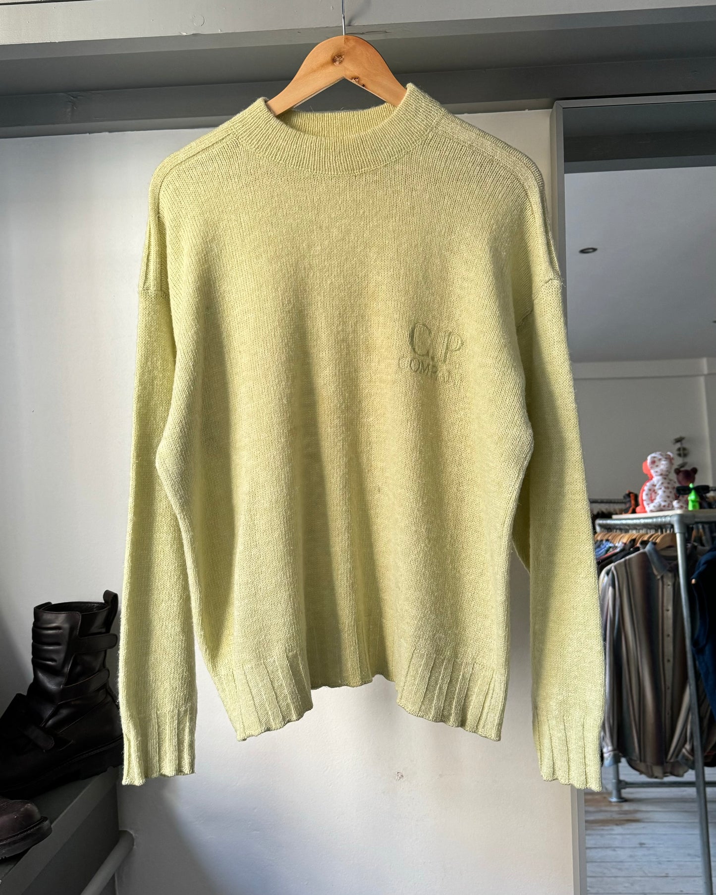 80s Ideas From Massimo Osti Pale Lime Knit Jumper  (~L~)