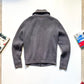 2000s Grey Thick Ribbed Knit Zip Up Jumper (~ S~)