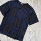 Early 2000s Washed Black / Navy Circle Patchwork Style Front Top / T-Shirt (M~L)