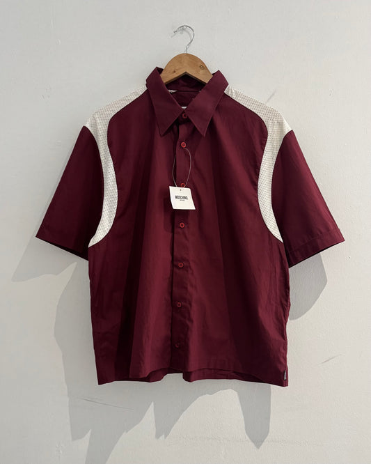 Early 2000s Mesh Shoulder Panel Burgundy Shirt  (M~L)