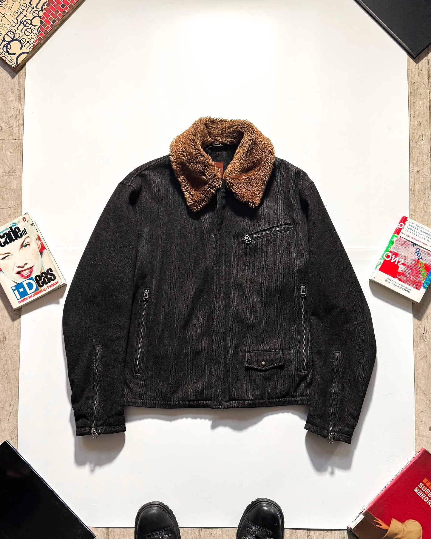 Early 2000s  Grey Asymmetrical Work Jacket with Knit Print Interior  (~L~)